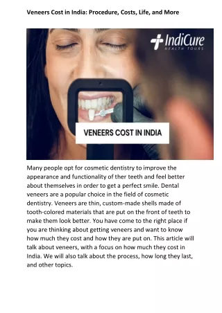 Veneers Cost in India-Procedure, Costs, Life, and More