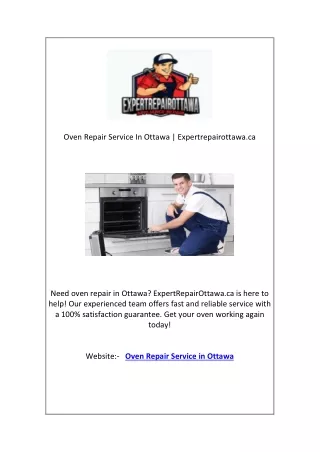 Oven Repair Service In Ottawa | Expertrepairottawa.ca