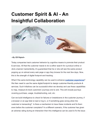 Customer Spirit & AI - An Insightful Collaboration