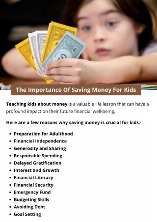 The Importance Of Saving Money For Kids