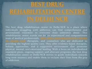BEST DRUG REHABILITATION CENTRE IN DELHI NCR