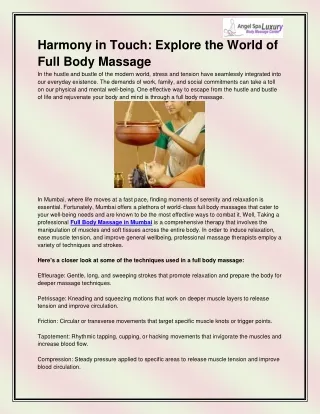 Body Massage Center In Mumbai