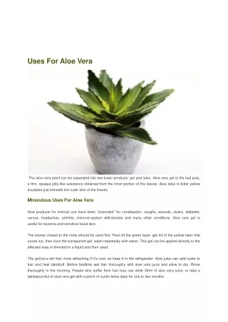 Uses For Aloe Vera