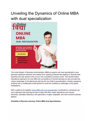 Unveiling the Dynamics of Online MBA with dual specialization