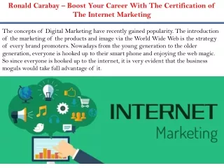 Ronald Carabay – Boost Your Career With The Certification of The Internet Marketing