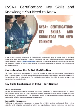 CySA  Certification_ Key Skills and Knowledge You Need to Know