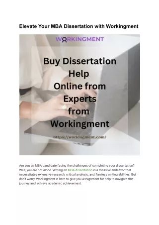 Elevate Your MBA Dissertation with Workingment