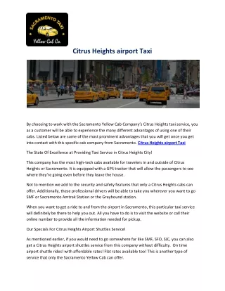 Citrus Heights airport Taxi