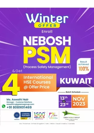 Incredible Improvement in Training on NEBOSH PSM In Kuwait with Green world Group