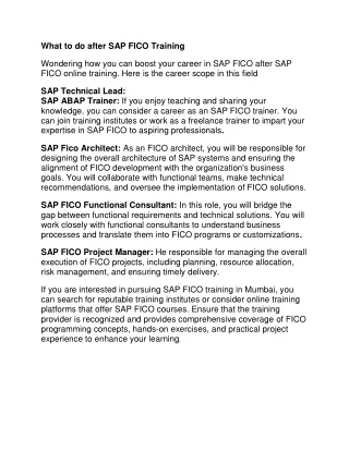 SAP FICO online training in Bangalore