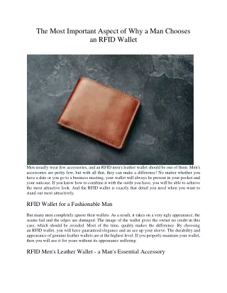 The Most Important Aspect of Why a Man Chooses an RFID Wallet