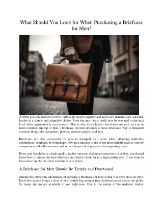 What Should You Look for When Purchasing a Briefcase for Men