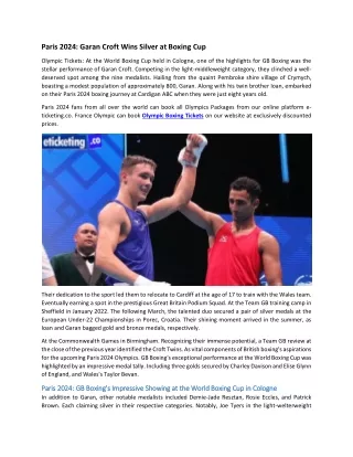 Paris 2024 Garan Croft Wins Silver at Boxing Cup