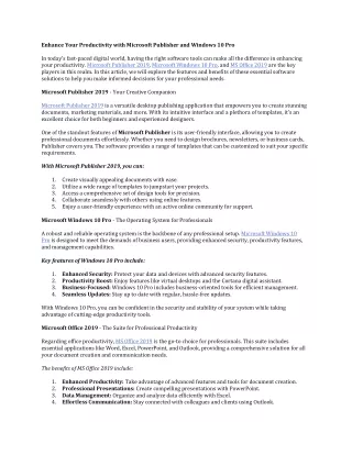 Enhance Your Productivity with Microsoft Publisher and Windows 10 Pro