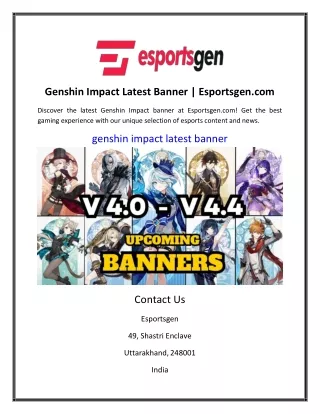 Genshin Impact Latest Banner | Esportsgen.com