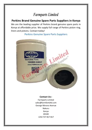 Perkins Brand Genuine Spare Parts Suppliers in Kenya