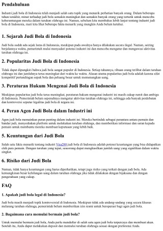 Fakta Menarik tentang Industri Judi Bola di Indonesia