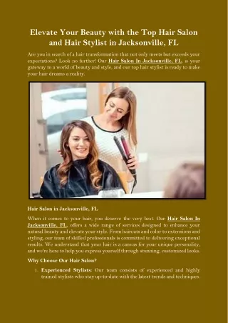 Elevate Your Beauty with the Top Hair Salon and Hair Stylist in Jacksonville