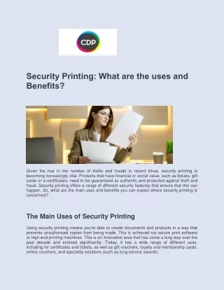 Security Printing What are the uses and Benefits - CDP Print Management