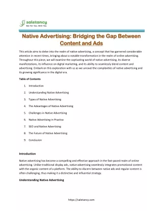 Native Advertising: Bridging the Gap Between Content and Ads