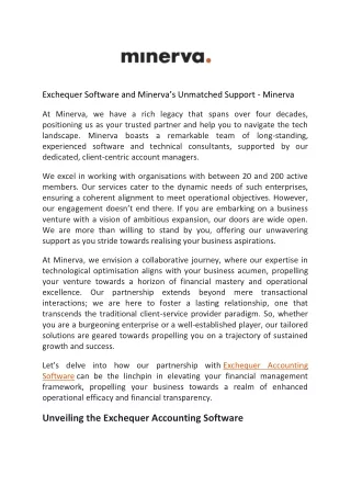 Exchequer Software and Minerva’s Unmatched Support - Minerva