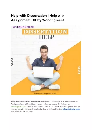 Help with Dissertation | Help with Assignment UK by Workingment