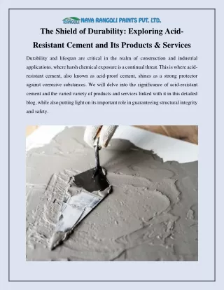 The Shield of Durability Exploring Acid-Resistant Cement and Its Products & Services