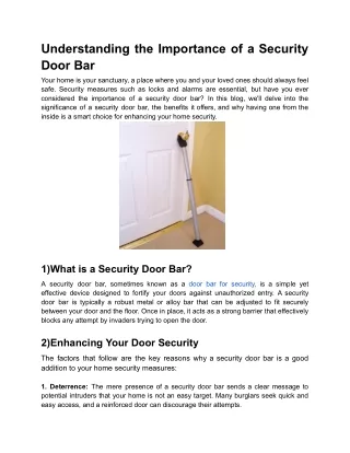 Understanding the Importance of a Security Door Bar