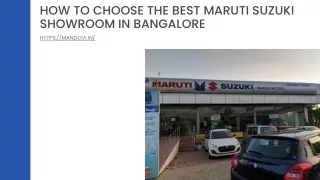 How To Choose The Best Maruti Suzuki Showroom In Bangalore