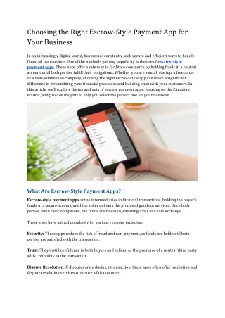 Choosing the Right Escrow-Style Payment App for Your Business