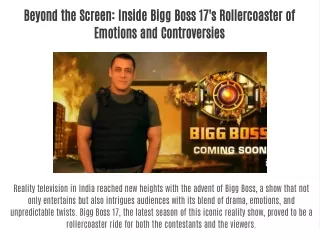 Beyond the Screen Inside Bigg Boss 17's Rollercoaster of Emotions and Controversies