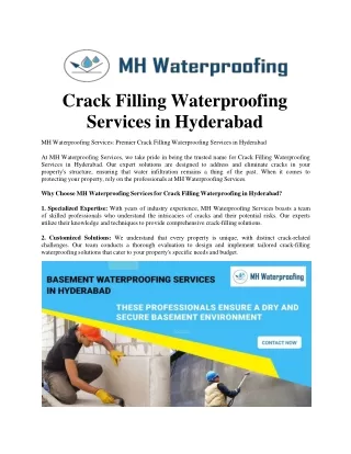 Crack Filling Waterproofing Services in Hyderabad