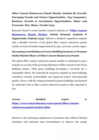 Fiber Cement Rainscreen Panels Market Business Growth 2035
