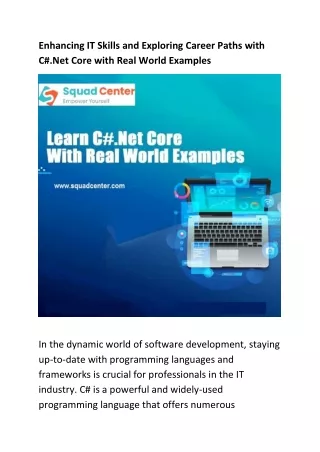 Enhancing IT Skills and Exploring Career Paths with C#.Net Core with Real World