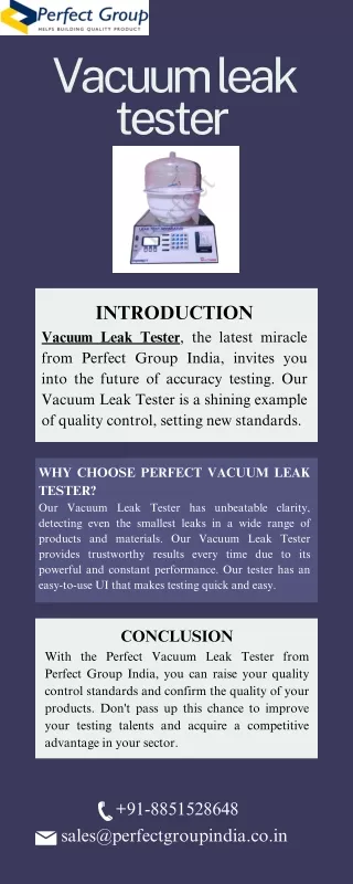 Vacuum leak tester | Perfect Group India