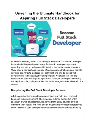 Unveiling the Ultimate Handbook for Aspiring Full Stack Developers