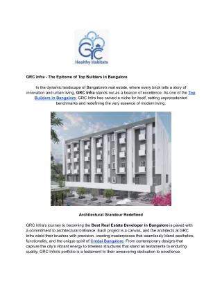 GRC Infra - The Epitome of Top Builders in Bangalore (1)