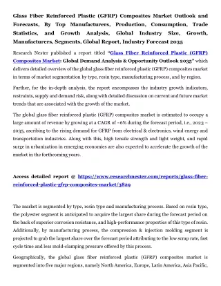 Glass Fiber Reinforced Plastic (GFRP) Composites Market Trade Statistics 2035