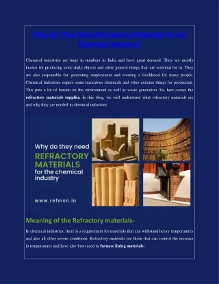Why Do They Need Refractory Materials for the Chemical Industry?