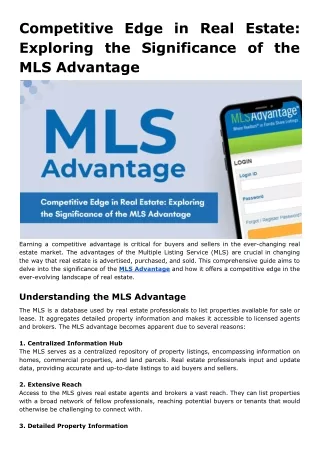 Competitive Edge in Real Estate_ Exploring the Significance of the MLS Advantage