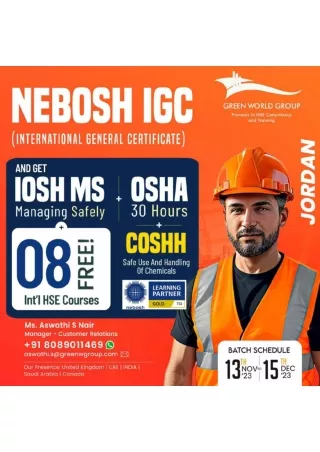Choosing Safety Field as Carrier a Very Safer Entry - Nebosh Course in Jordan