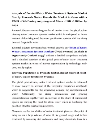 Point-of-Entry Water Treatment Systems Market