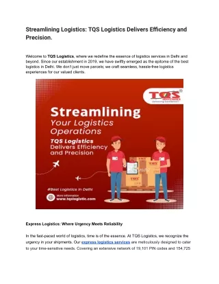 Streamlining Logistics_ TQS Logistics Delivers Efficiency and Precision.