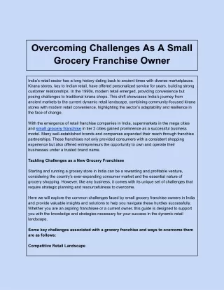 Overcoming Challenges As A Small Grocery Franchise Owner