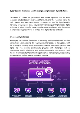 Cyber Security Awareness Month: Strengthening Canada's Digital Defense