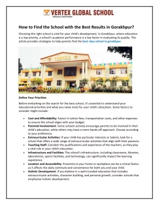 How to Find the School with the Best Results in Gorakhpur
