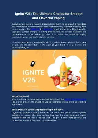 Ignite V25; The Ultimate Choice for Smooth and Flavorful Vaping.