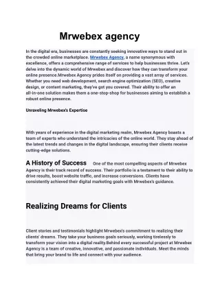 Mrwebex agency