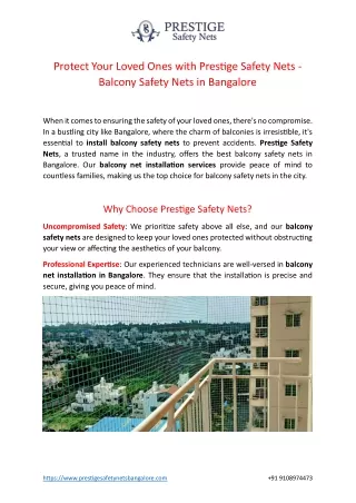 Balcony Safety Nets in Bangalore