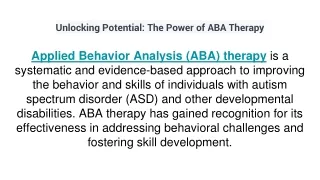 Unlocking Potential: The Power of ABA Therapy